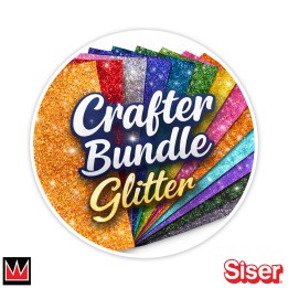 •Includes five 12" × 20" sheets of authentic Siser® Glitter HTV. •Save $5 (Based off of 1yrd pricing). •You may choose the same